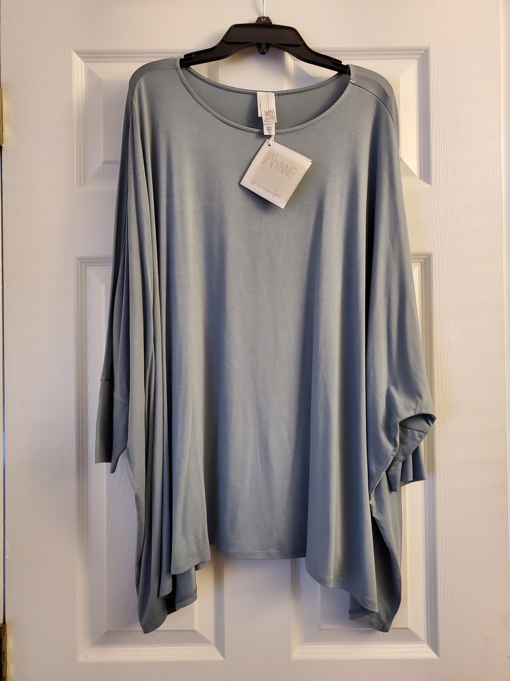 VINNIE Relaxed Draped Tunic Top in Powder Blue L